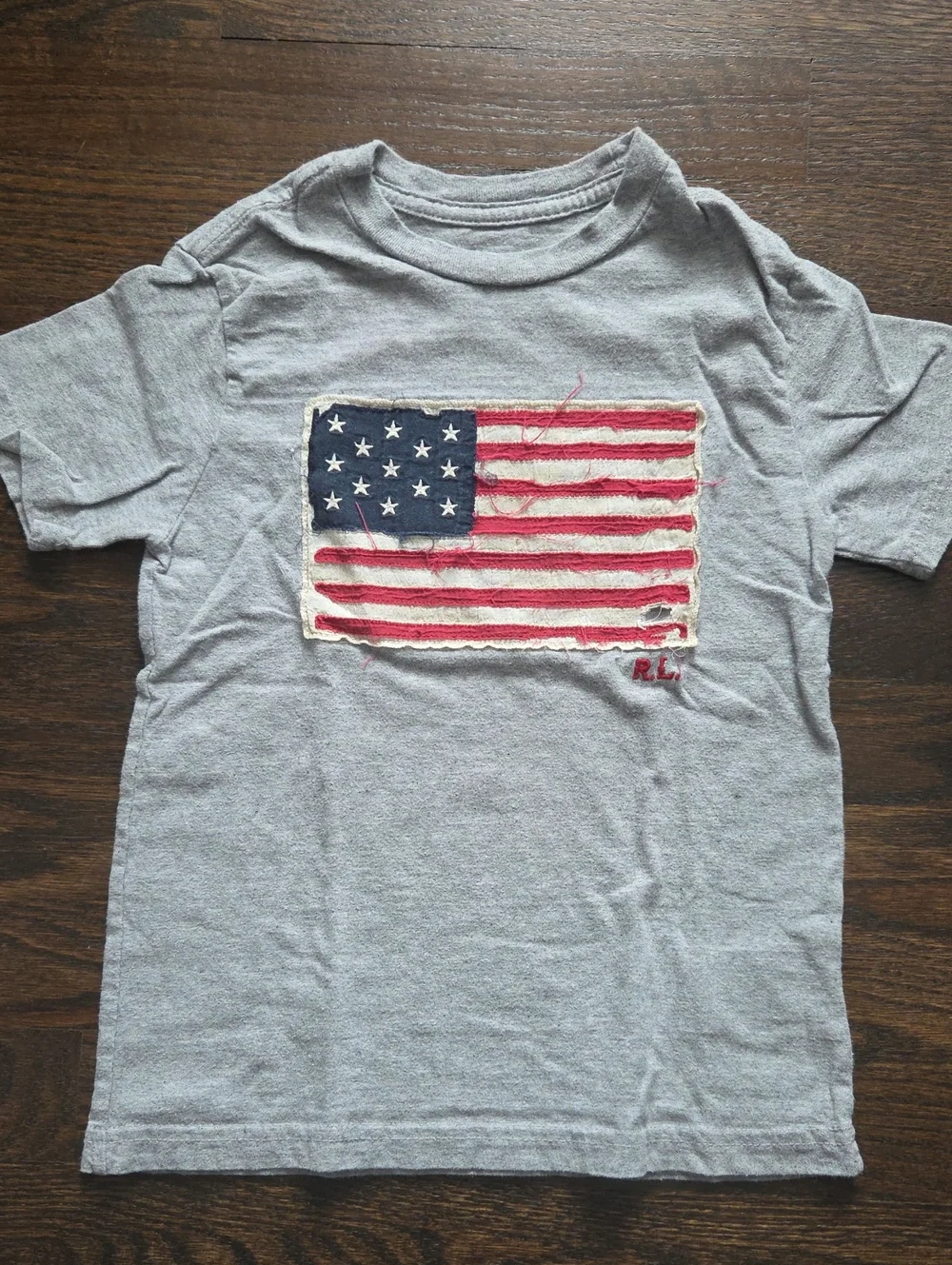 Ralph Lauren Gray Tee with Flag Patch